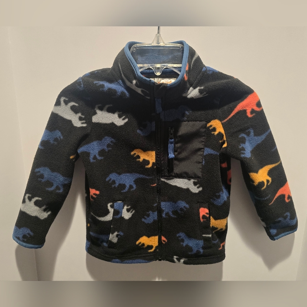 Jumping Beans Black Fleece Jacket with Dinosaur Print